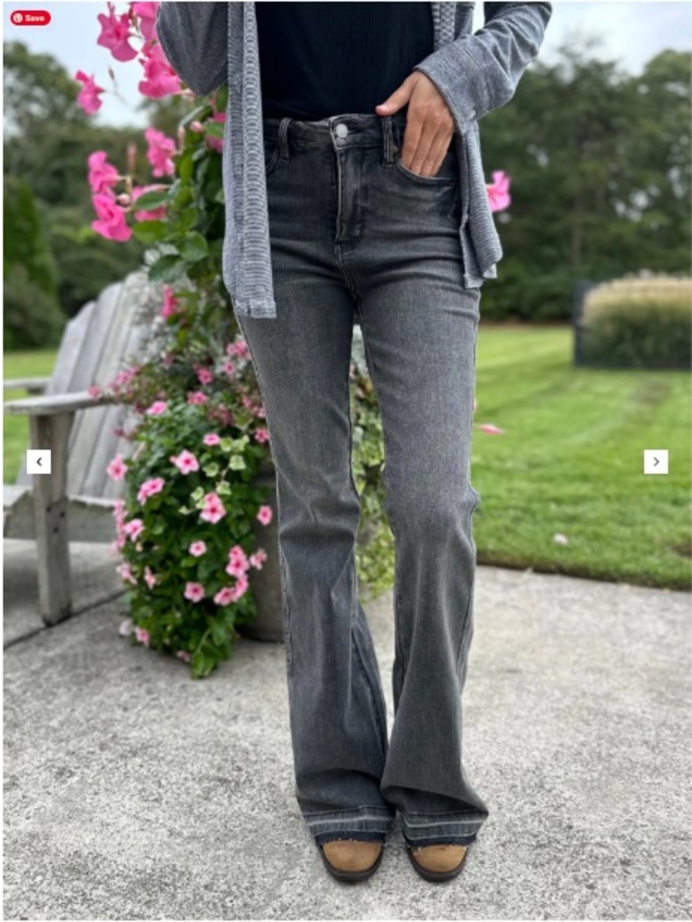 Judy Blue Tummy Control Midrise Gray Release Hem Flare Jeans Size 11/30